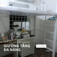 Giường sắt tầng gác tiết kiệm không gian - Giường 1 tầng trên cao đủ size - Thang liền giường