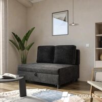 Giường sofa 2 chỗ ngồi bằng vải nhung than chì có hệ thống kéo ra và 2 đệm-BS0006