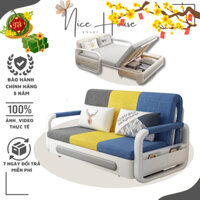 Giường sofa đa năng gấp gọn thông minh cao cấp thiết kế khung thép bền bỉ có ngăn chứa đồ tiện lợi tặng kèm 2 gối