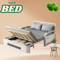 Giường sofa gấp gọn , giường sofa kiêm xếp thành ghế cao cấp , bọc vải đệm nano có ngăn chứa dồ