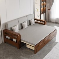 Giường SOFA GỖ Đơn Giản Cho Căn Hộ Nhỏ Bằng Gỗ Thông Đôi1.5Gạo1.8Kéo Đẩy Có Thể Gập Lại