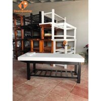 Giường Spa Chân Gỗ Chắc Chắn Đệm 70x180cm Nối Mi, Phun Xăm, Massage Body, Bấm Huyệt Giường Đệm Trắng, Gỗ Đen