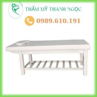 Giường spa gỗ thịt cao cấp, giường massage body khung gỗ màu trắng, giường xoa bóp bấm huyệt chuyên dùng trong spa