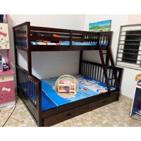 Giường Tầng 1m6 Gỗ Tự Nhiên - Thiết Kế Chắc Chắn & Tiết Kiệm Diện Tích - Có Thể Tách Thành 2 Giường Riêng Biệt - Nâu