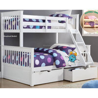 Giường Tầng 1m6 Gỗ Tự Nhiên - Thiết Kế Chắc Chắn & Tiết Kiệm Diện Tích - Có Thể Tách Thành 2 Giường Riêng Biệt - Trắng