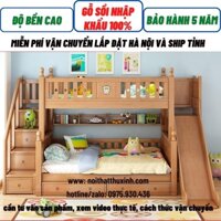 Giường tầng cho bé giá rẻ, giường ngủ 2 tầng có cầu trượt bảo trì trọn đời