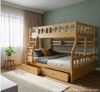 Giuờng Tầng Gỗ Cho Bé 450T | Mẫu Giường Ngủ 2 Tầng Đẹp!