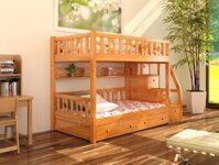 Giường tầng gỗ sồi có cầu thang GTS01