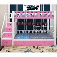 Giường tầng màu hồng cho bé gái kích thước giường 1m2 x 2m