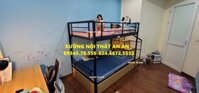 Giường tầng sắt hộp40 rộng 1m2/1m2 dài 2m45 cầu thang hộp có ngăn kéo gỗ dễ dàng đi lại, sơn tĩnh điện siêu bền