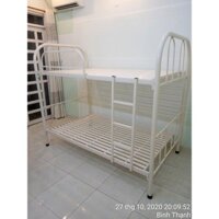 GIƯỜNG TẦNG SẮT ỐNG TRÒN MÀU KEM SỮA 1m2x1m2- giao hàng toàn quốc