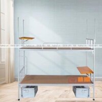 Giường tầng sắt sinh viên có bàn và hộc GTS02