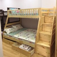 GIƯỜNG TẦNG XUẤT KHẨU gỗ thông,giường tầng gỗ tự nhiên cao cấp bền đẹp , giường tầng có hộp ngăn kéo  - Trắng