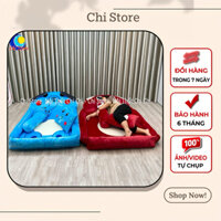 Giường Thú Bông Nằm Ngủ Cho Bé Đầu Bông Thân Caosu Kích Thước 1m6-1m1 Dày 5cm Có Khoá Kéo Tháo Ra Giặt Tiện Lợi