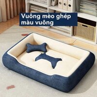 Giường thú cưng , Giường ngủ cho thú cưng lót lông hình chữ nhật- nệm ngủ chó mèo ấm áp