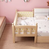 Giường Trẻ Em, Giường Gỗ Nguyên Khối Nối, Giường Cũi Nhỏ, Giường Lan Can Rộng