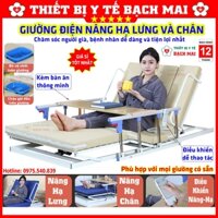 Giường Trợ Lực Bằng Điện Nâng Hạ Lưng Và Chân Chăm Sóc Bệnh Nhân, Người Già - Có Bàn Ăn, Bô Vệ Sinh, Chậu Gội Đầu