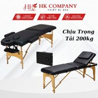 Giường Vali chân gỗ gấp gọn, Giường 3 khúc nâng đầu, chuyên dùng phun xăm thẩm mỹ, spa tiêm Filer