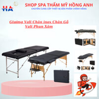 Giường Vali Gấp Gọn Chân Inox Chân Gỗ, Giường Spa Phun Xăm, Chăm Sóc Da Nối Mi Massage