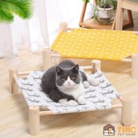 Giường Võng Nằm Cho Chó Mèo - Võng Nằm Chân Gỗ Kích Thước Lớn Cho Mèo