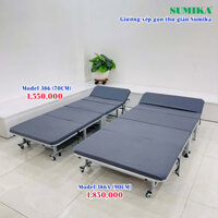 Giường xếp gấp gọn đa năng di động SUMIKA 386, 386A có nệm, khung thép, có bánh xe di chuyển