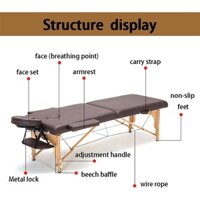 Giường Xếp Vali Phun Xăm Chân Gỗ - Spa, Nối Mi, Phun Xăm, Tatoo, Massage gấp gọn