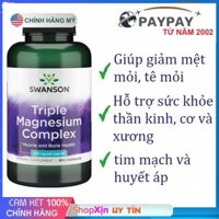 Giúp giảm mệt mỏi tê mỏi đau nhức cơ xương khớp Swanson Triple Magnesium Complex của Mỹ
