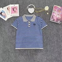 Givenchy2609 Áo Len Sọc Mùa Hè Cổ Áo Thun Nữ Tay Ngắn