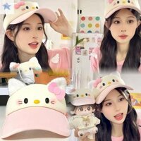 Gjcute Hello Kitty Mũ Trần Dễ Thương Nữ Mùa Hè Thường Ngày Mũ Bóng Chày Ngọt Ngào Mềm Y2k Bé Gái Học Sinh Mũ Chống Nắng VN