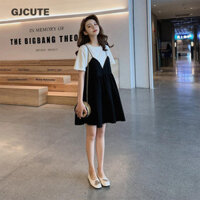 Gjcute Mùa Hè Trang Phục Bà Bầu Váy Camisole Bà Bầu Màu Trơn Rời Trên Đầu Gối Váy Váy Nữ Quần Áo WTD