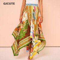 Gjcute Nữ Viền Lớn Không Đều Hawaii Váy Maxi Mùa Hè Ngày Lễ Rời Đi Biển Đầm Dạo Phố Thường Ngày 2024 Nữ Boho Váy Dài WTD