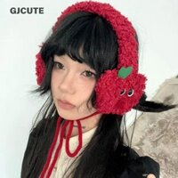 Gjcute Thiết Kế Hình Dạng Dễ Thương Màu Đỏ Sang Trọng Bịt Tai Dành Cho Nữ Thu Đông Ấm Bảo Vệ Tai Thời Trang Đa Năng Dây Đeo Tóc WTD