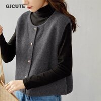 Gjcute Thời Trang Đơn Cổ Tròn Dệt Kim Áo Cardigan Cho Nữ WTD