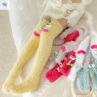 Gjcute Trên Đầu Gối Chồn Nhung Tất Nữ Dày Ống Dài Ngủ Mặc Hoạt Hình Ấm Áp Sau Sinh Tất Sàn VN
