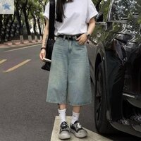 Gjcute Vintage Y2k Baggy Denim Quần Short Nữ Ống Rộng Quần Thời Trang Cao Cấp Rửa Chiều Dài Đầu Gối Thùng Quần Jean Nam Jean Quần Short VN