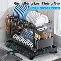 GKSOOK kệ bát inox 2 Tầng Kệ Để Chạn Bát Đĩa inox Có Khay Nhỏ Giọt Đa Năng