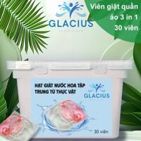 Glacius Hạt gel giặt quần áo Viên giặt quần áo 3in1 Làm sạch và khử nhiễm, loại bỏ vết bẩn hiệu quả 30 viên