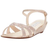 Glitter Mini-Wedge Sandals with Woven Straps Style Lena