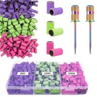 [Global _ village] Dây đeo vòng chà nhám móng tay 210 chiếc Máy khoan làm móng tay bằng điện Grit Đầu mài Gel UV Loại bỏ đánh bóng Dụng cụ mài mòn móng chân [VN]