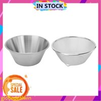 Globedealwin Stainless Steel Colander Strainer Bowl Set Reusable High Toughness Mix