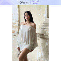 GLORIOUS - Đầm thun ngắn bẹt vai (Tặng áo quây) dáng cánh dơi Mariana Dress chất liệu thun ướt mỏng có ánh nhũ