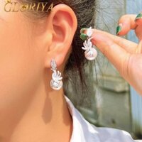 Gloriya Cao Cấp Đối Xứng Màu Vàng Trắng Ngọc Trai Mặt Dây Chuyền Bông Tai Kẻ Sọc Nhỏ AAA Cubic Zirconia Pha Lê Tối Tối Trang Sức Tai Cho Nữ E852