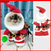 Glorystar Mèo Trang Phục Giáng Sinh Có Mũ, Thú Cưng Santa Ngôi Sao Thắt Lưng Trang Phục Quần Áo, Mèo Vui Nhộn Mùa Đông Ấm Áp Trang Phục, Cổ Áo Khoác Thú Cưng Cho Mèo Con Chó Con