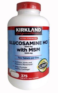 Glucosamine HCL 1500mg Kirkland With MSM 1500mg Hộp 375 Viên, Nắp Đỏ