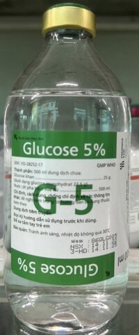 Glucose 5% 500 ml DỊCH TRUYỀN Kabi chai sành Thùng 12 chai