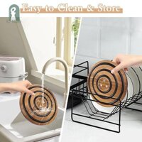 Gmarty 1 / 2 Chiếc Trivets Gỗ Từ Tính Cho Nồi Và Chảo, Trivet Gỗ keo chịu Nhiệt Với Dải Silicon Đệm GGB