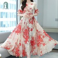 Gmarty 2022 Thanh Lịch Nữ Plus Size Boho Đi Biển Đầm Maxi Hoa Voan Midi Sundress KL