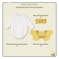 GMC50 - 0M/12M Body kèm yếm cổ hoa bé gái Mimo Bubaby - Trắng - Vàng