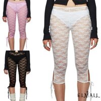 Gml-nữ Ren Capri Quần Thường Ngày Băng Cutout Nhìn Xuyên Qua Quần Co Giãn Cho Dạo Phố Hàng Ngày