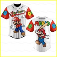 Gn Cá Tính Super Mario Bros Jersey Phim Trò Chơi Áo Halloween Quà Tặng Đồng Phục Bóng Chày NG